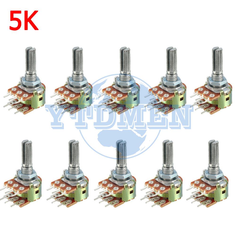 10PCS WH148 15mm/20mm 6pin Dual-gang Potentiometer 10K 1K 2K 5K 20K 50K 100K 250K 1M Variable Resistor for Audio Volume Control