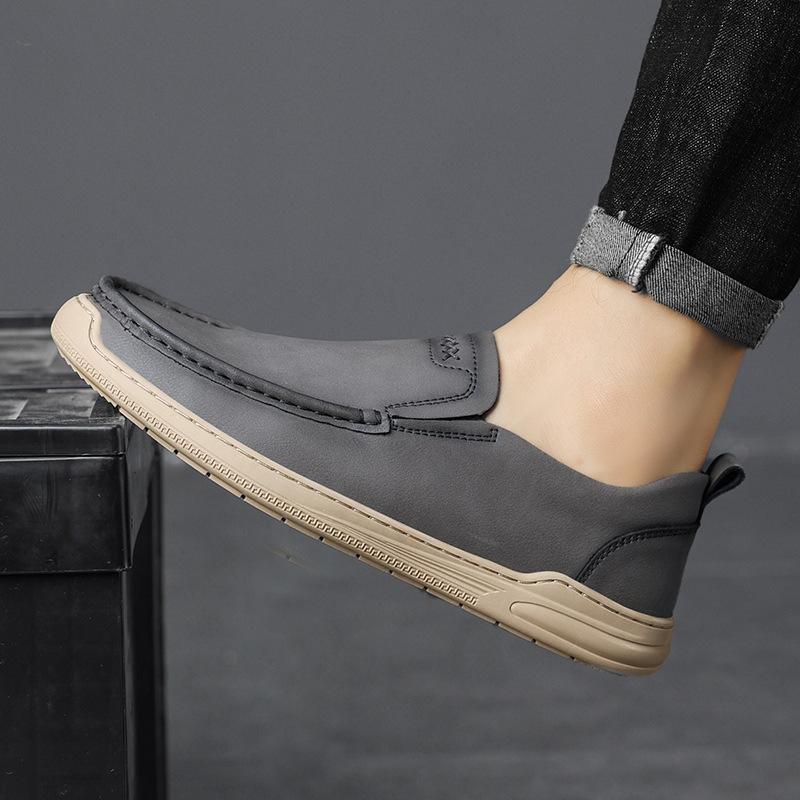 Leather Shoes Men's Autumn New Slip-on Business Casual Shoes Authentic Leather Loafers British Style Soft Sole Shoes