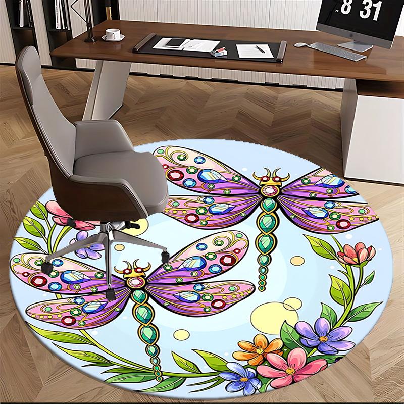 Colorful Dragonfly Office Carpet Chair Mats, Home Decor, Sofa Rug, Office Carpet Gift for Any Room1118150a