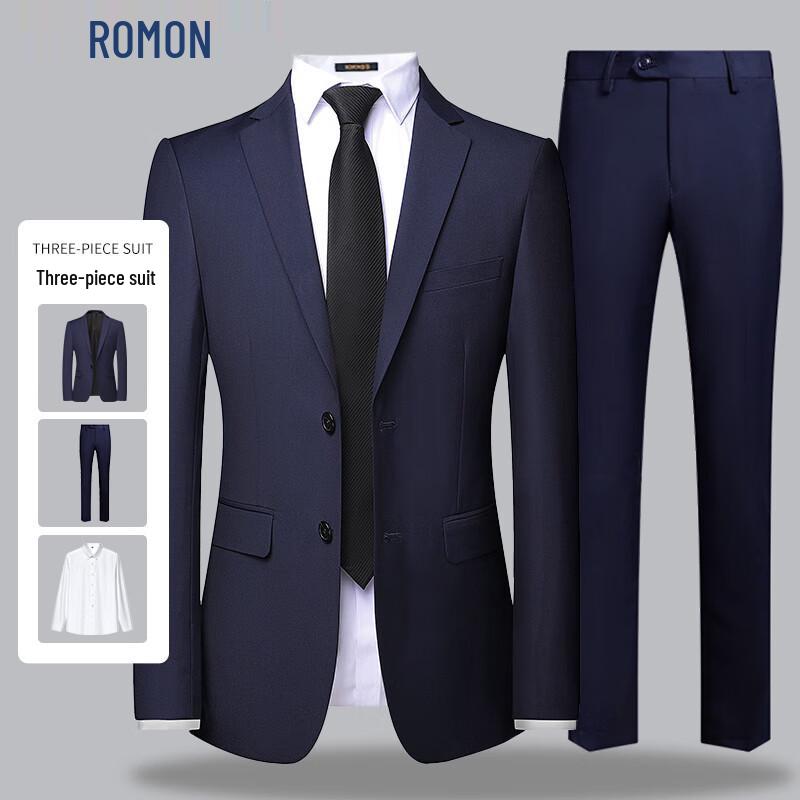 ROMON Men's Slim Fit Business & Wedding Suit Set