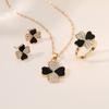 Four-leaf Clover Jewelry Set Featuring A Unique Heart-shaped Design with A Four-leaf Clover Necklace Ring and Earrings 3 Pieces