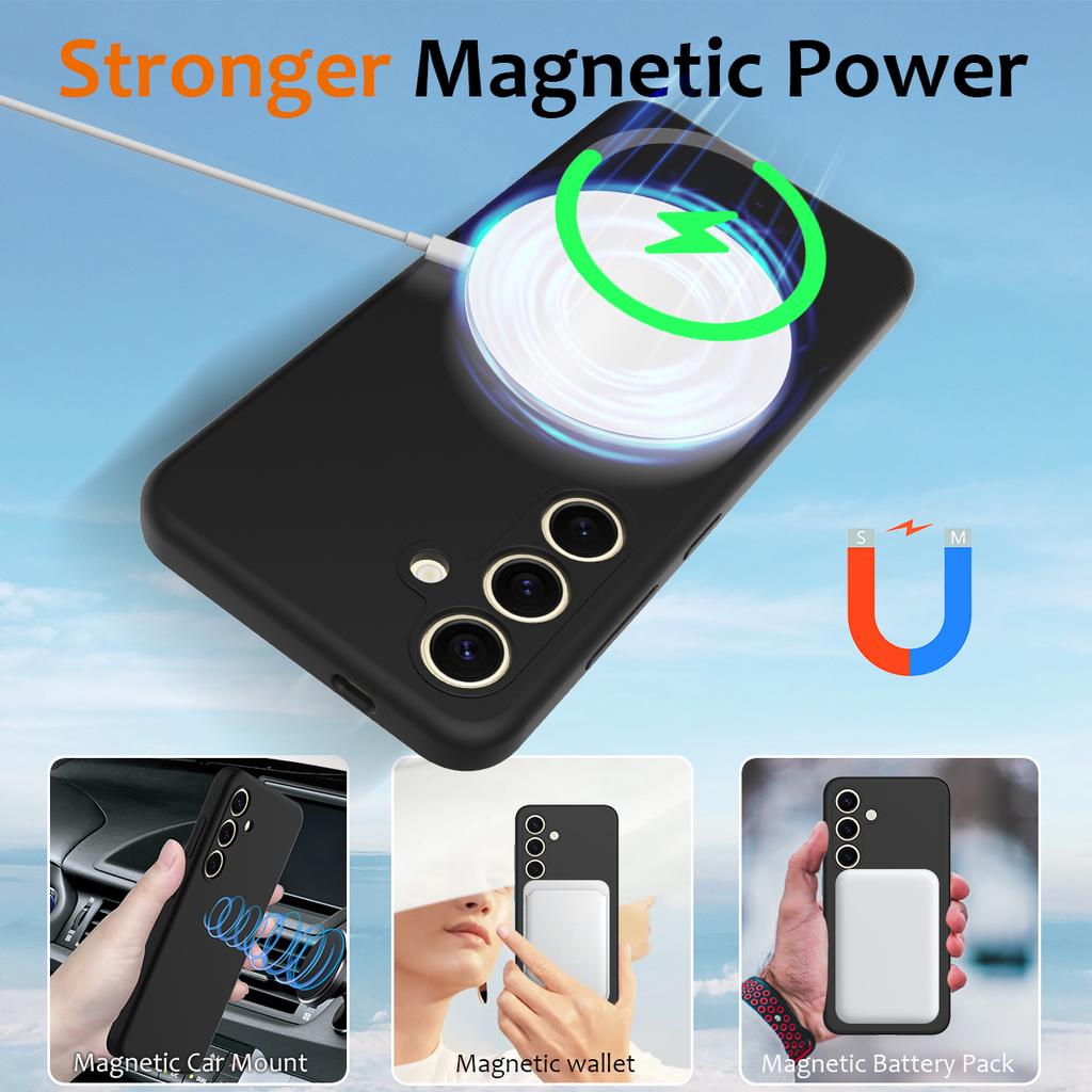 For Samsung Galaxy S24 FE Case Compatible with MagSafe Anti-Drop Liquid Silicone Phone Cover