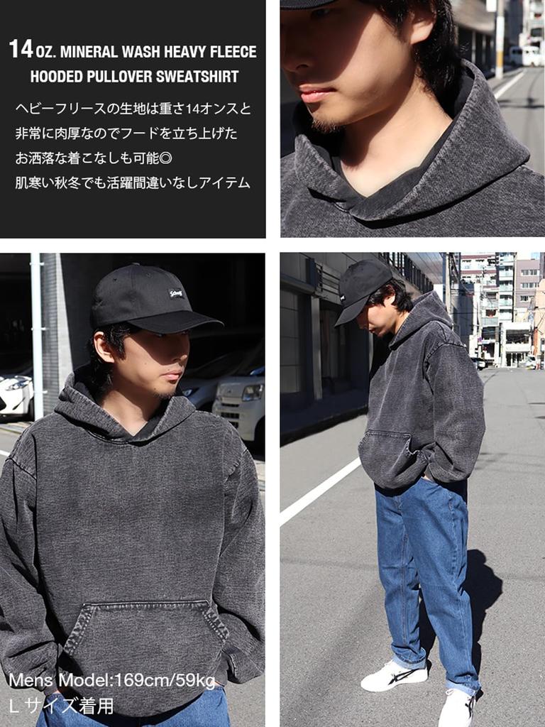 Los Angeles Apparel Garment Dyed Solid 14oz Mineral Carbon Size M Hoodie, Men's Fleece-Lined Hoodie, Wash, Black, [Used]