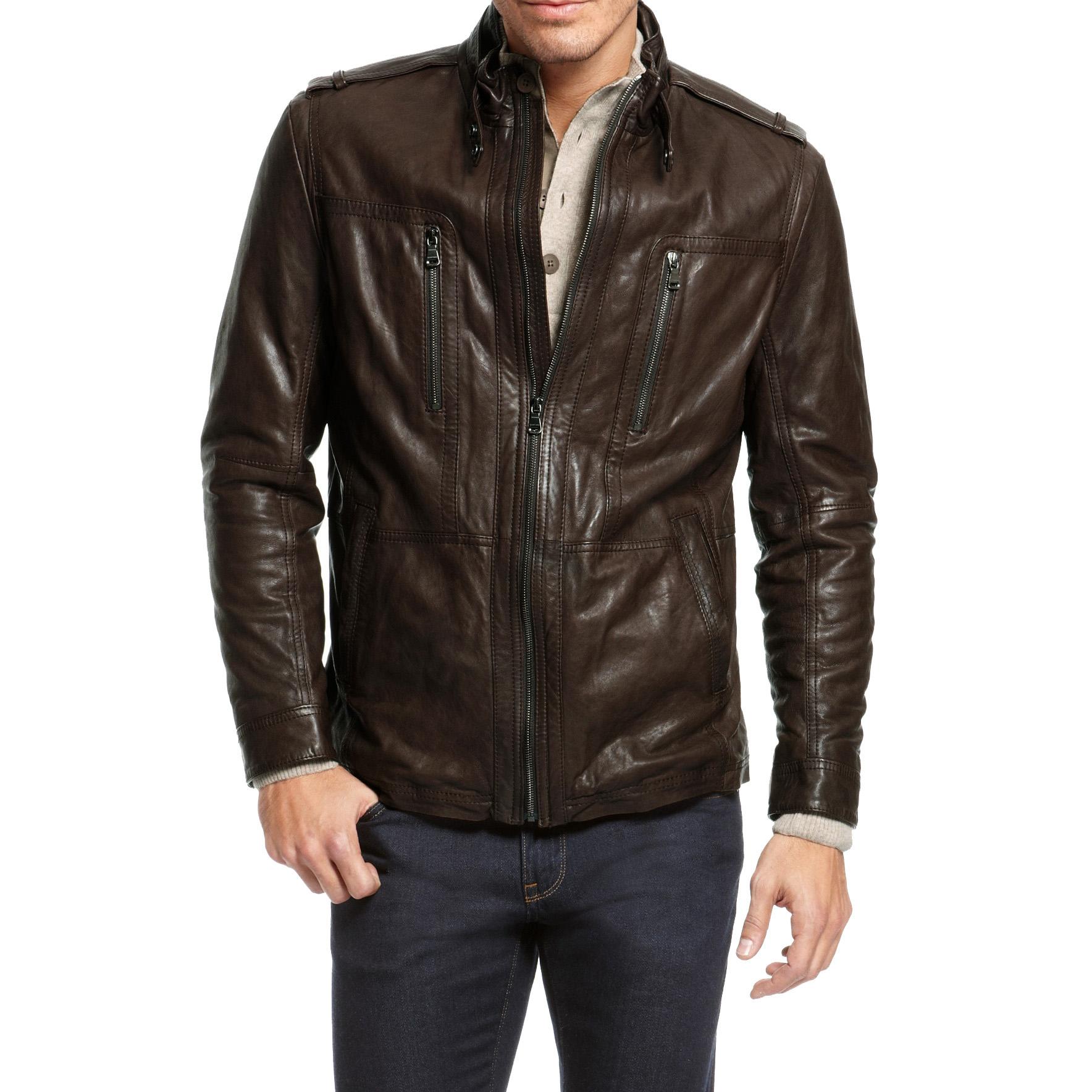 

SkinOutfit Men s Genuine Lambskin Brown Leather Jacket Stylish Motorcycle Bomber Biker Outerwear MJ 72 M коричневий