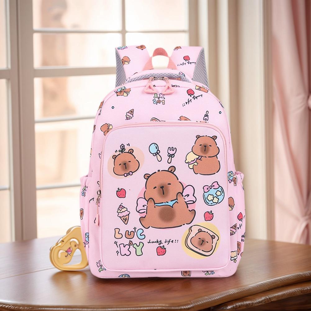 3PCS Set Capybara School Bags for Girls Primary Schoolbag Cartoon Backpack Set Rucksack Bagpack Kids Cute Children Book Bags