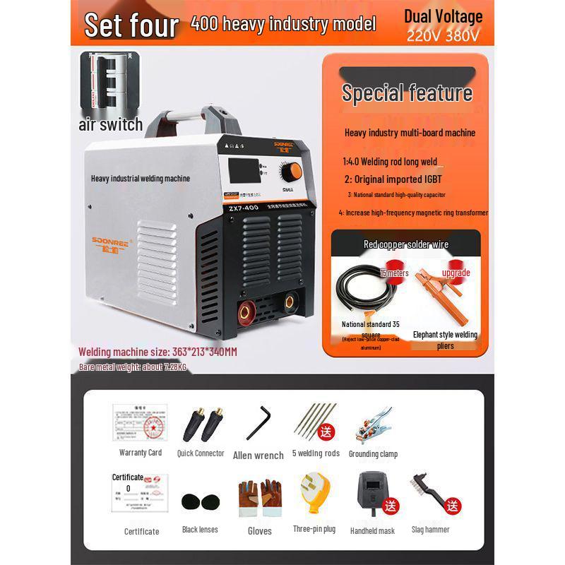 220V/380V Dual Voltage Portable Welder - Pure Copper, Industrial Grade, Household/Small Use, 315 Model