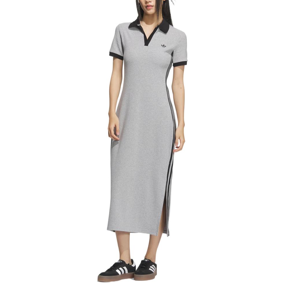 adidas Originaux Confortable Mode Simple Robe à Manches Courtes Femmes Robes Gris Moyen KF0318