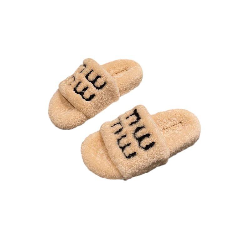 European products in the autumn and winter of 2025, new alphabet lamb wool shoes, slippers, sandals, platform shoes, women's shoes