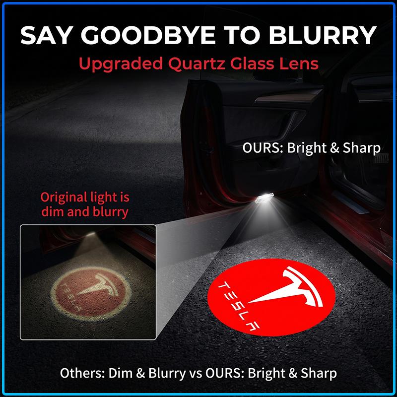 2x Wireless LED Car Door Logo Lights Ghost Shadow Projector Welcome Step Lamp For Tesla Model 3 Model X S Model Y Decals TM3 TMX TMS
