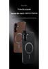 Samsung S26 Ultra Magnetische Metall-Linsenhülle mit Lederstruktur, Sturzsichere S25 Ultra A57 Schutzhülle
