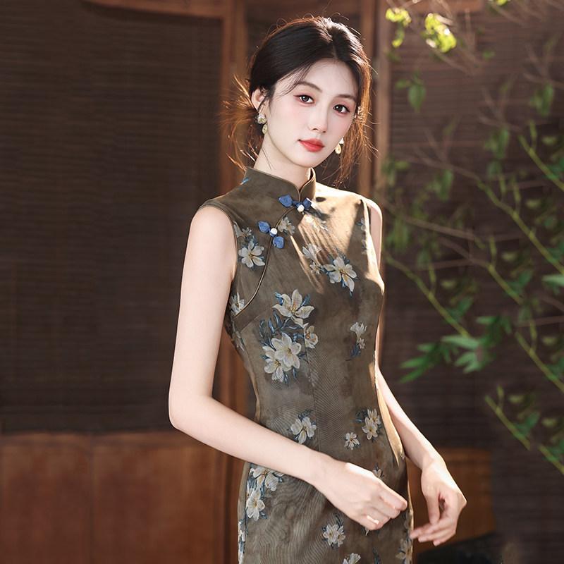 Sleeveless national style, new Chinese Suzhou long cheongsam, improved young 1011 new women's high-end sense, daily wear
