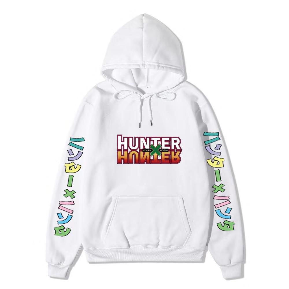 HUNTER X HUNTER Japanese Anime Hoodie Sweatshirt Casual Unisex Autumn Winter Fleece Streetwear Tops S белый