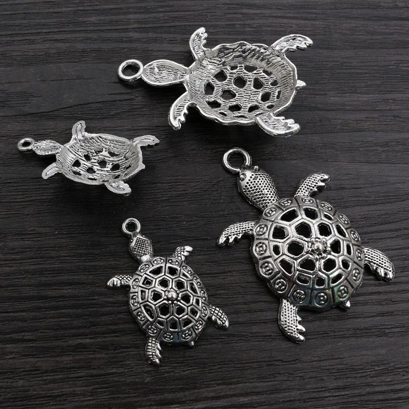 5pcs Turtle Charms Pendant Antiue Silver Plated Metal Charms DIY Necklace Bracelet Jewelry Making Accessories Findings