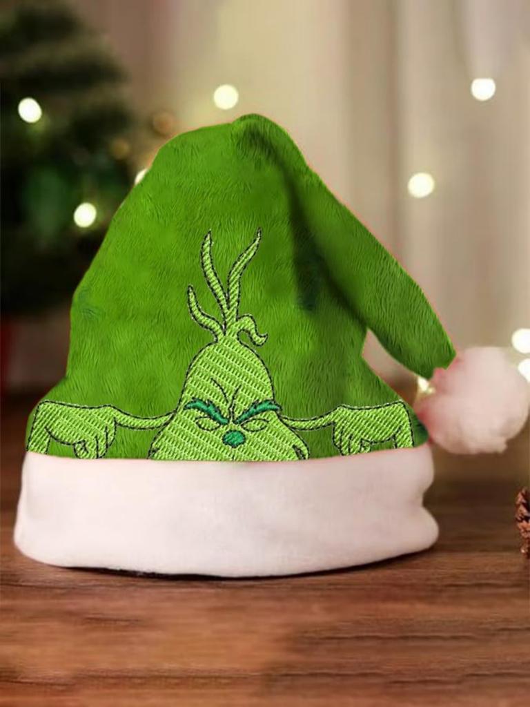 Grinch Green Christmas Hat With Thick Double Sided Velvet For Winter Holiday Celebration