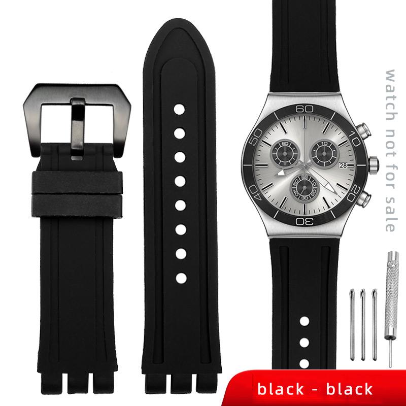 Correa de silicona para Swatch YOS440 YOS413 YOS424, correa de caucho negra para hombre, pulsera de 23 m, accesorios para reloj, herramientas incluidas