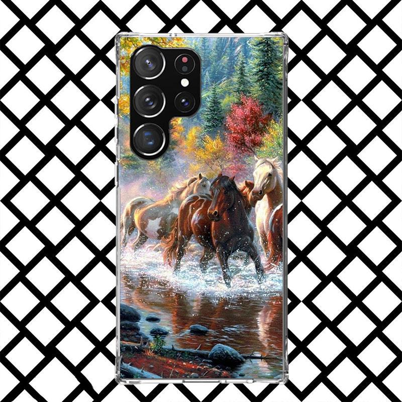 Black Horse Galloping Phone Case for Samsung Galaxy S26 S25 Edge S24 S23 Ultra S22 Plus S21 FE S20 + Soft Cover Print Fundas Gal
