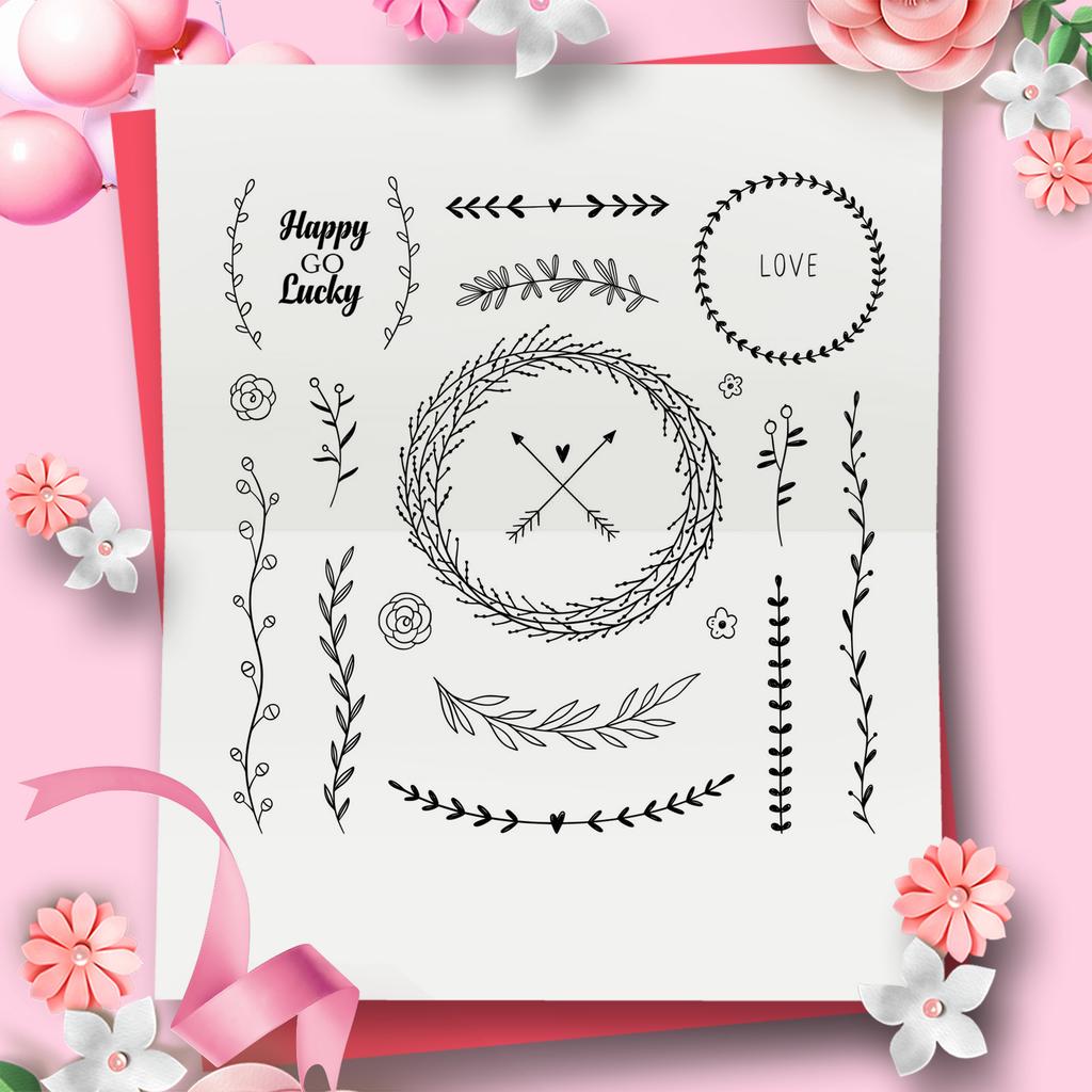 Flower Wreath Clear Stamps Vintage Silicone Seals for DIY Scrapbooking Card Making Embossing Decoration Rubber Stamps