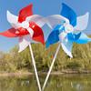 22Cm Six-Leaf Stripes Solid Color Small Plastic Hand-Held Windmills Garden Plant Flower Repellent Windmill Outdoor Decoration