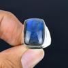 Natural Labradorite Gemstone Men's Ring Handcrafted 925 Sterling Silver Square Cabochon Ring Statement Jewelry Gift for Him