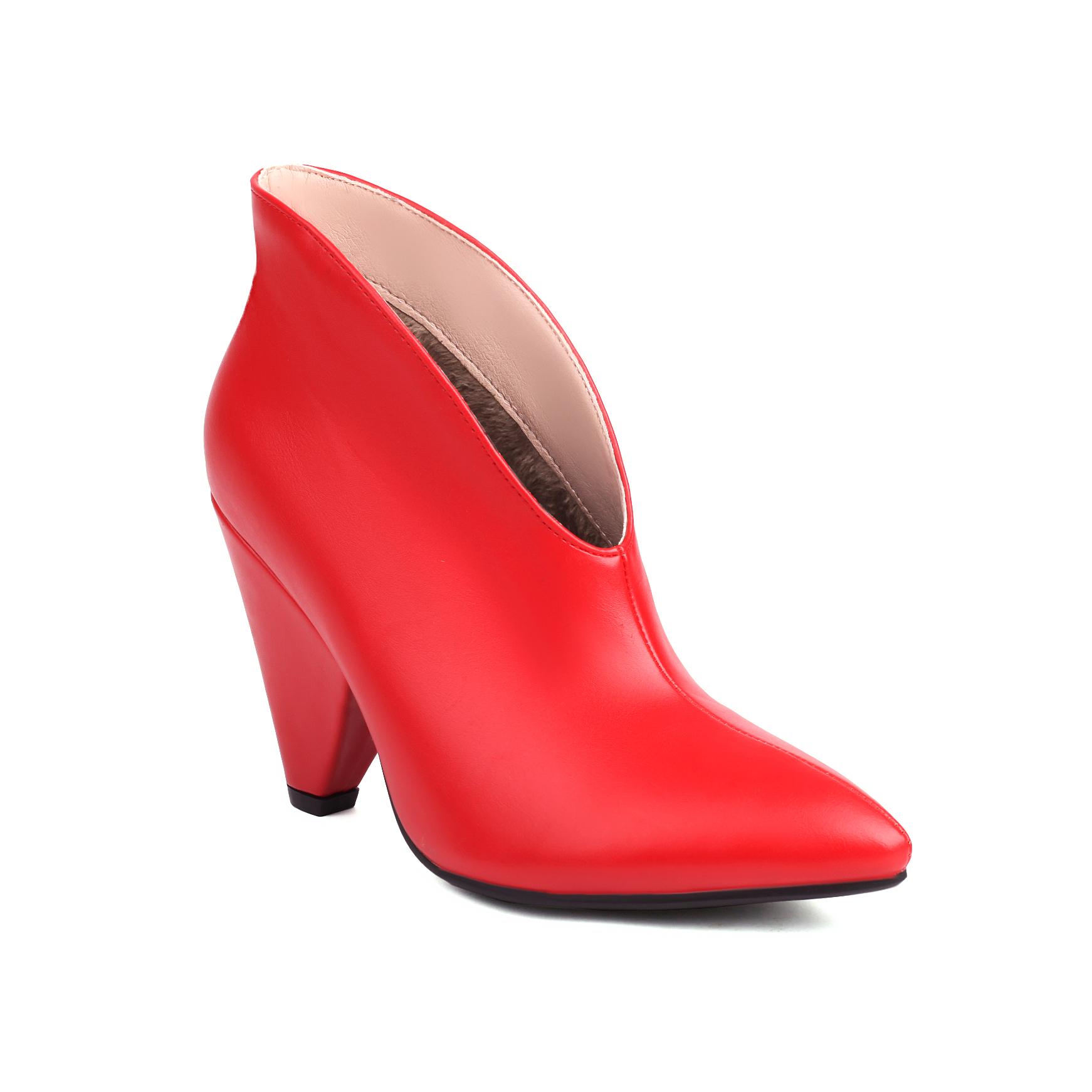 

Q/женские туфли на высоком каблуке, модные и простые, на остром толстом каблуке, большого размера, однотонные, всесезонная обувь. 43 красный