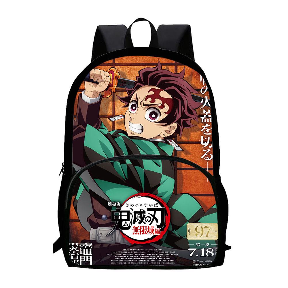 Japonské kreslené komiksy Demon Slayer: Kimetsu no Yaiba - Oblouk Nekonečného hradu Dětský batoh Velkokapacitní batoh s kapsou na zip 0015