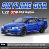 1:32 Nissan Gtr R34 Skyline Supercar Metallo Lega Diecast Modello Auto Collezione Desktop Interno Hobby Ornamento Trendy Regalo di Compleanno
