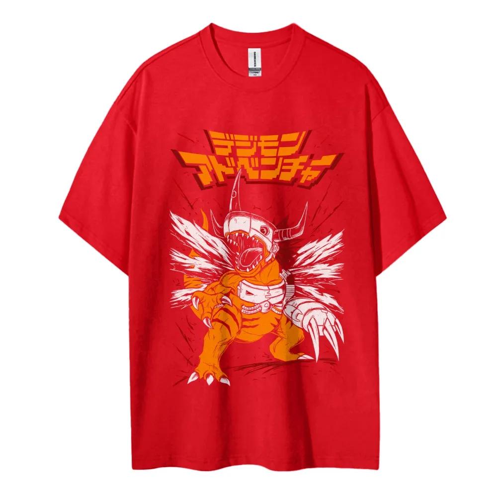 Digimon Cotton Unisex Round Neck Anime TShirt Mens and Womens Boys and Girls Summer Fashion Breathable Street TShirt