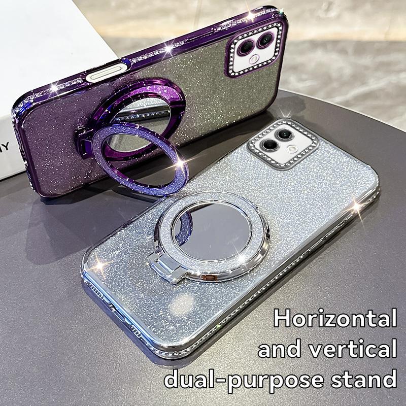 For Samsung A03 A04 A05 A05S Luxury Magnetic Plating Stand Shockproof Glitter Phone Case For Samsung Galaxy A04 A05 Bling Cover