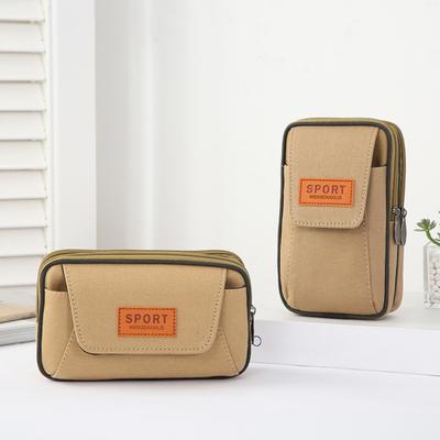 Waist Pack Fine Workmanship Multi-pocket Multifunction Smooth Zipper Wear-resistant Storage Portable Canvas Mobile Phone Bag Outdoor Use