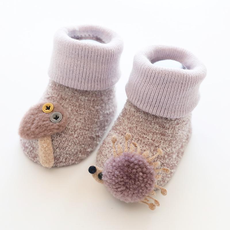 New autumn and winter thickened baby socks cartoon coral fleece newborn children's socks non-slip baby floor socks