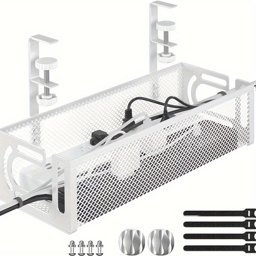 

Classic Style Under-Desk Cable Organizer Rack, Easy Install Metal Wire Mesh Storage Shelf for Power Strips Routers білий