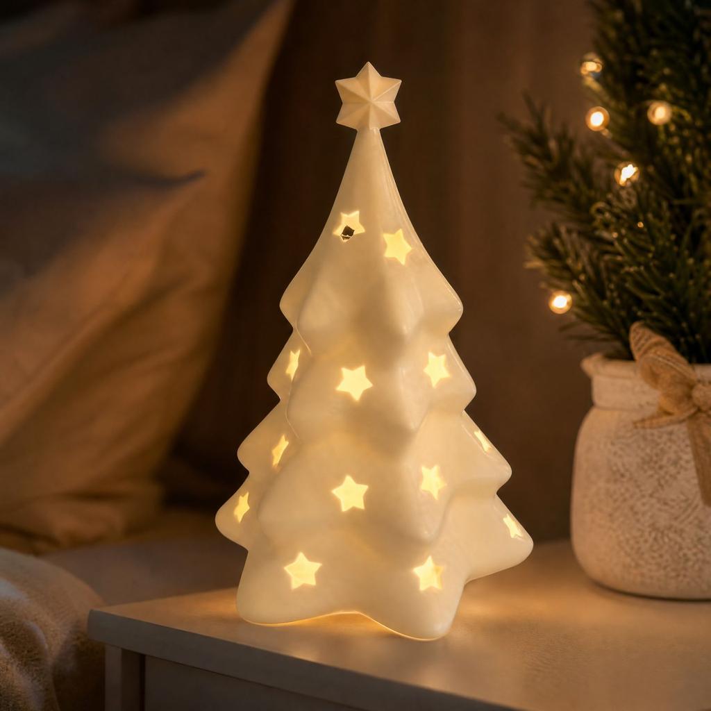 3D Printed Christmas Tree Lamp Shade for Holiday Decor, Festive Tabletop Lampshade, Bulb Not Included