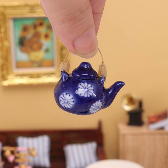 1 Set 1:12 Mini Teapot Cup Realistic Decorative Ceramics Japanese Style Porcelain Tea Kit Dollhouse Accessories for Living Room