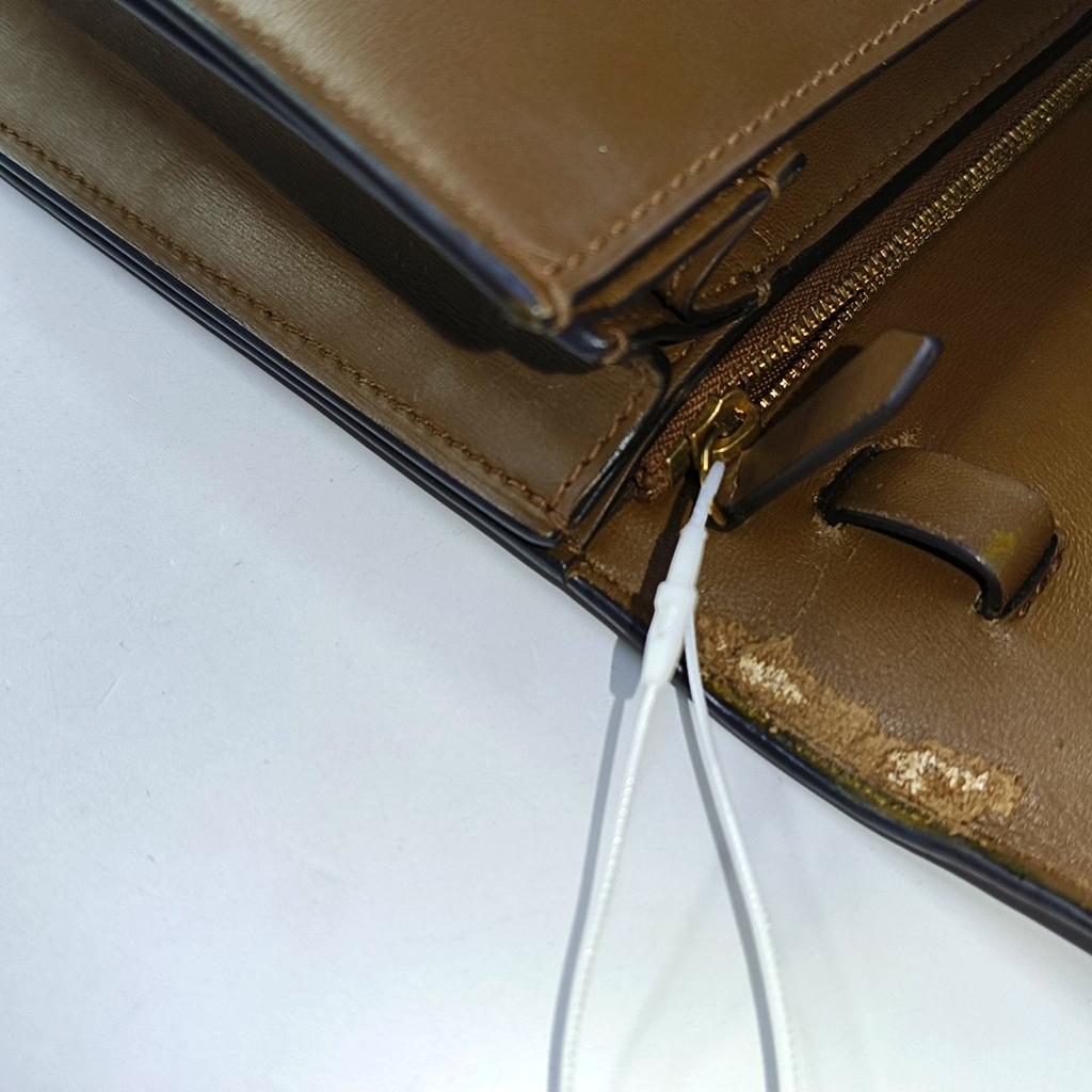 [Brugt] Klassisk Boks Guld Spænde Poleret Kalveskind Tofu Firkantet Crossbody Skuldertaske Mellem - Rimelig #1PD4JS8