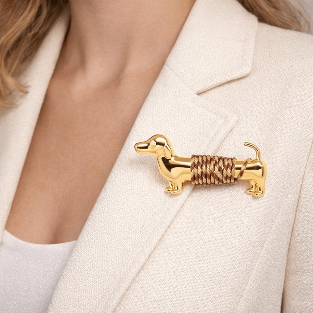 Luxury Cute Dog Brooch Jewelry Accessories Animal Lapel Pin Sausage Dog Brooch  New Year Gifts