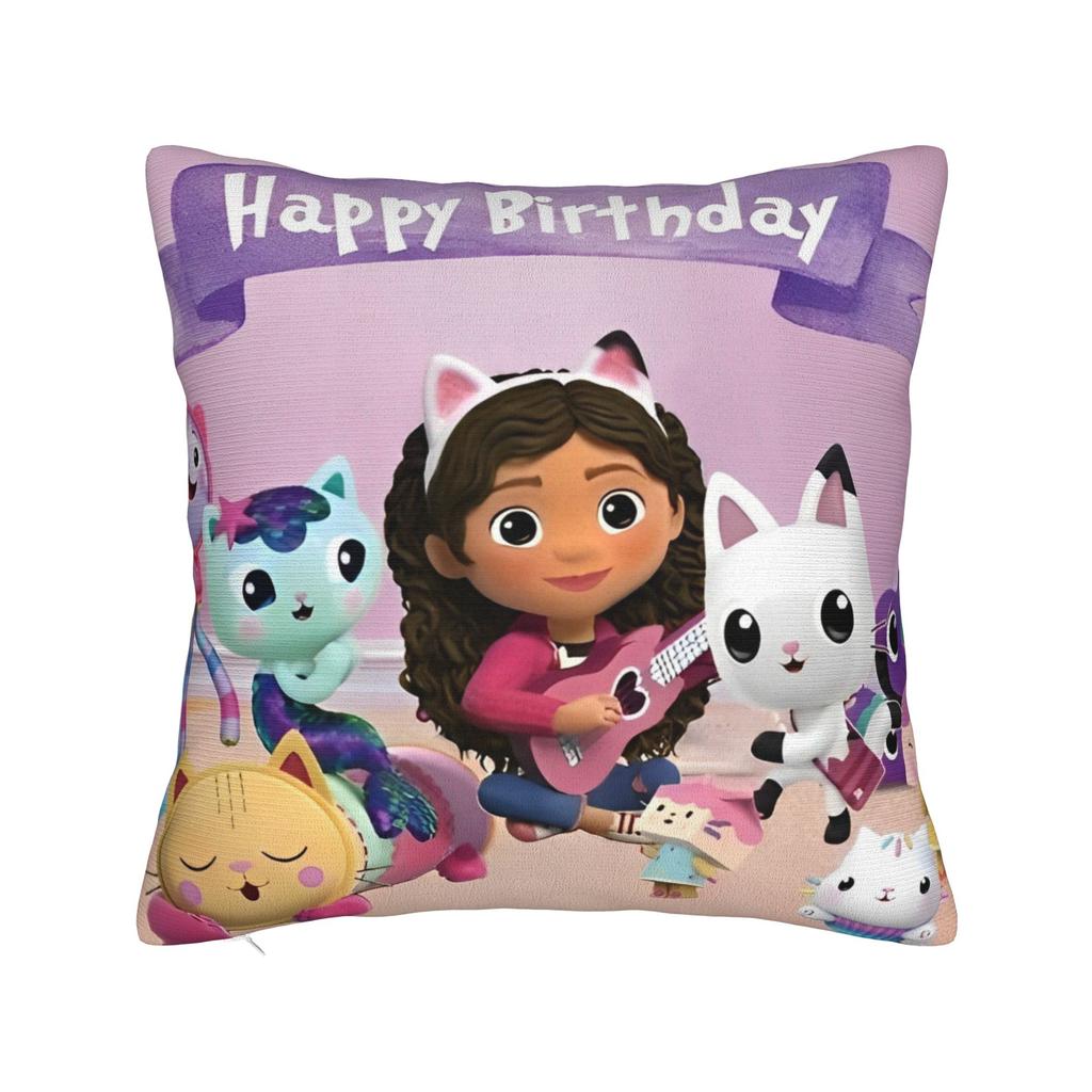 Gabby Dollhouse Cartoon Pillowcase Polyester Cushion Cover Decorative Cute Animals Pillow Case Cover Home Square 45X45cm