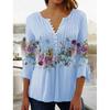 V-neck Short Sleeve Women's Top Summer Floral Print Spring Casual Professional Fashion New Clothing