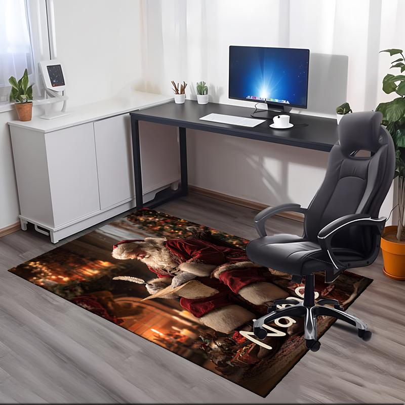 Custom Name Christmas Santa Claus Printed Carpet, for Office Chair Living Room Bedroom Kitchen Room Decor Gifts.