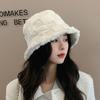 Lamb Velvet Fisherman Hat for Women Japanese Style Checkerboard Color Bucket Hat Autumn and Winter Thickened Warm and Face Showing Small Plush Hat