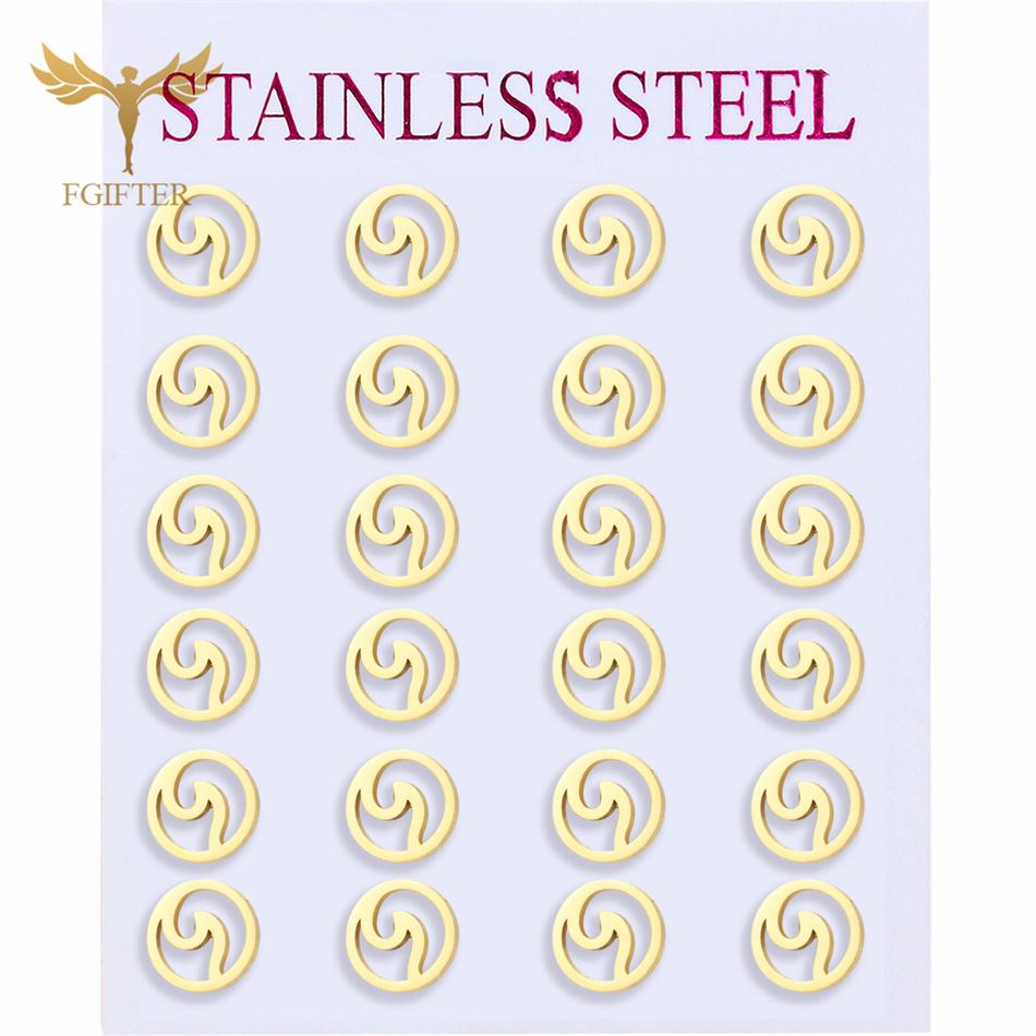 12 Paare Einfache Geometrische Ohrringe Großhandel Rund Quadratisch Stern Blitz 8 Stil Edelstahl Stecker Ohrringe Set Frau Zirkon