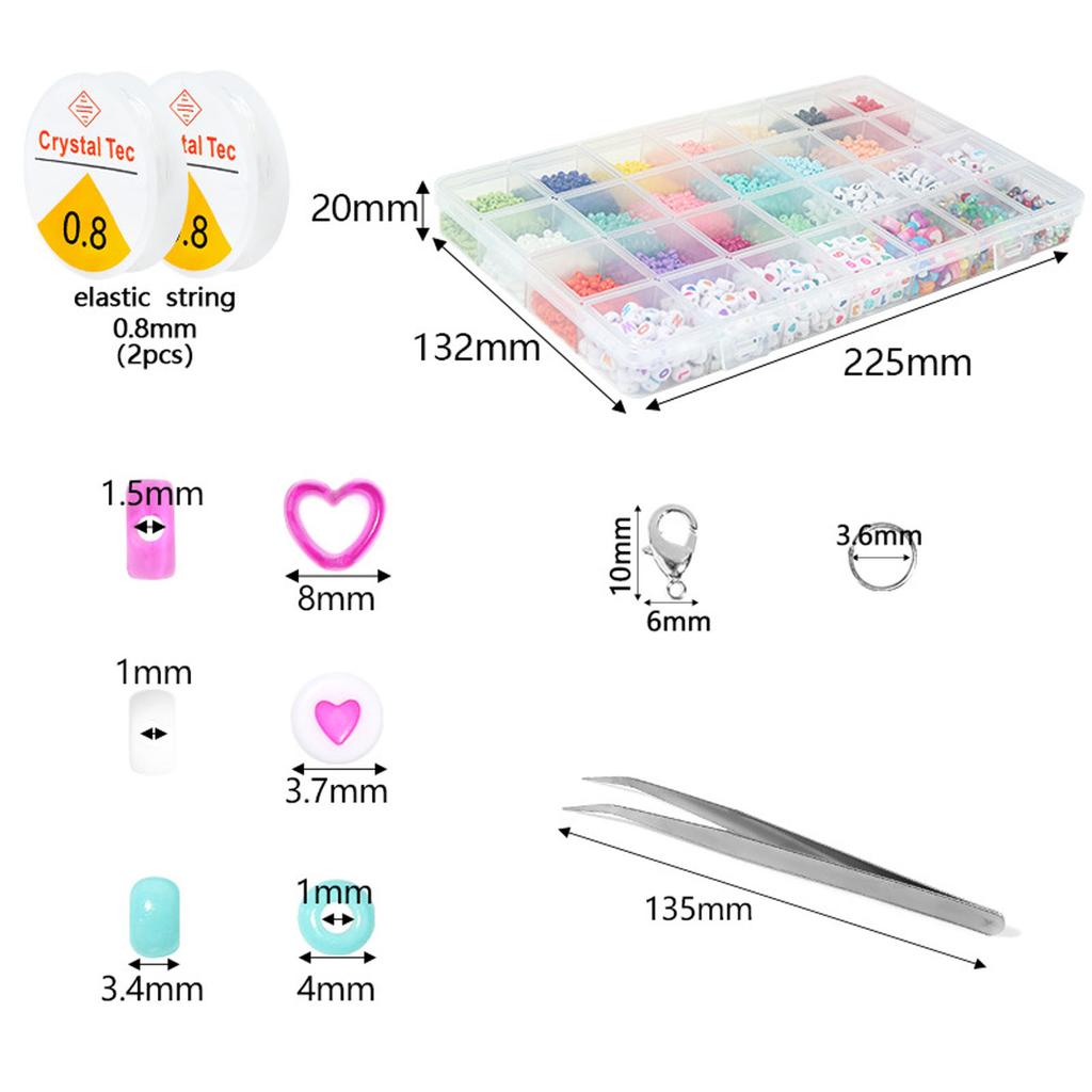 8800 Pcs Alphabet Letter Beads Bright Colors 3mm Jewelry Accessories with Scissors Pendants Elastic Thread for Crafts