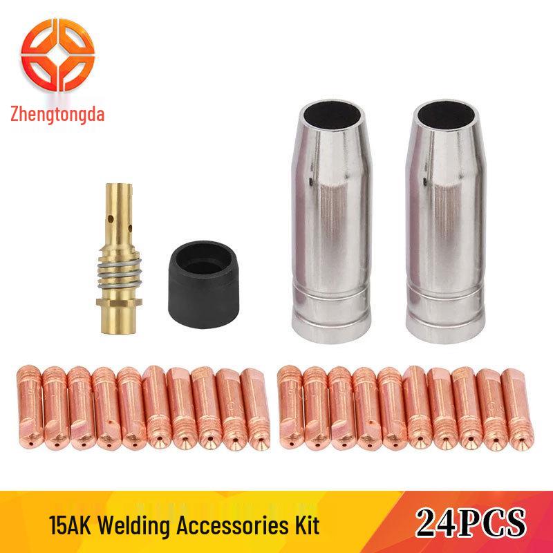 24-Piece MB15AK MIG/MAG Welding Gun Nozzle & Contact Tip Holder Set