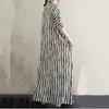 Short Sleeve Plus Size Cotton Vintage Stripe New In Dresses for Women Casual Loose Long Summer Dress