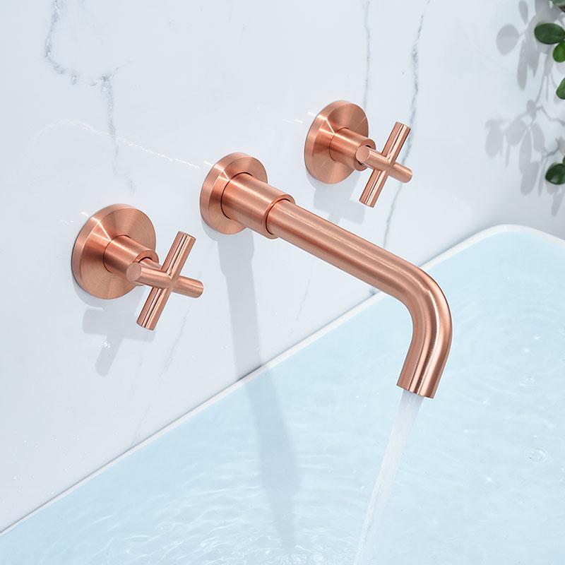Brass Bathroom Faucet Embedded Hot and Cold Double Control Faucet Concealed Basin Faucet Concealed Golden Mixer Tap