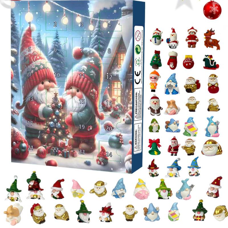 2024 Julnisse Adventskalender Färgglada Pvc-leksaker för Högtidskul Och Glada Överraskningar
