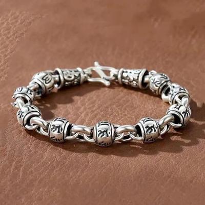 Retro Sanskrit Buddhist Bead Bracelet, Gift for Boyfriend's Hand Jewelry