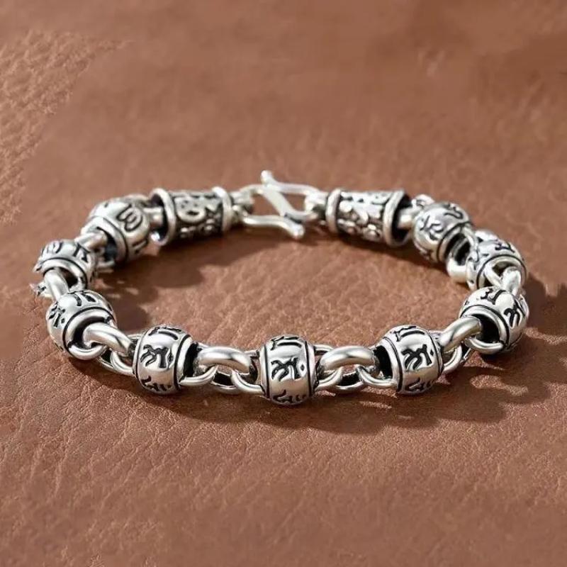 Ретро буддийский браслет из бусин на санскрите, Подарок для украшения руки парня 18cm