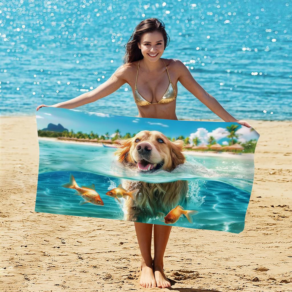 New, Double-sided Velvet Beach Towel Quick-drying Sports Towel Printed Bath Towel