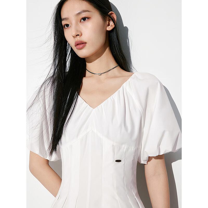 Peacebird Women's V-Neck French Elegant Waist-Cinching Summer Midi Dress