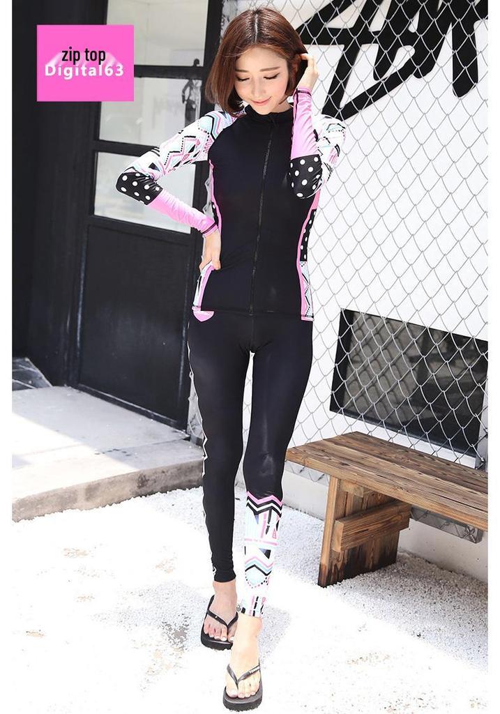 Women's Long Sleeve Sun Protection Swimwear: Wetsuit, Snorkeling Suit, Swimsuit, and Surfing Trunks - Korean Style
